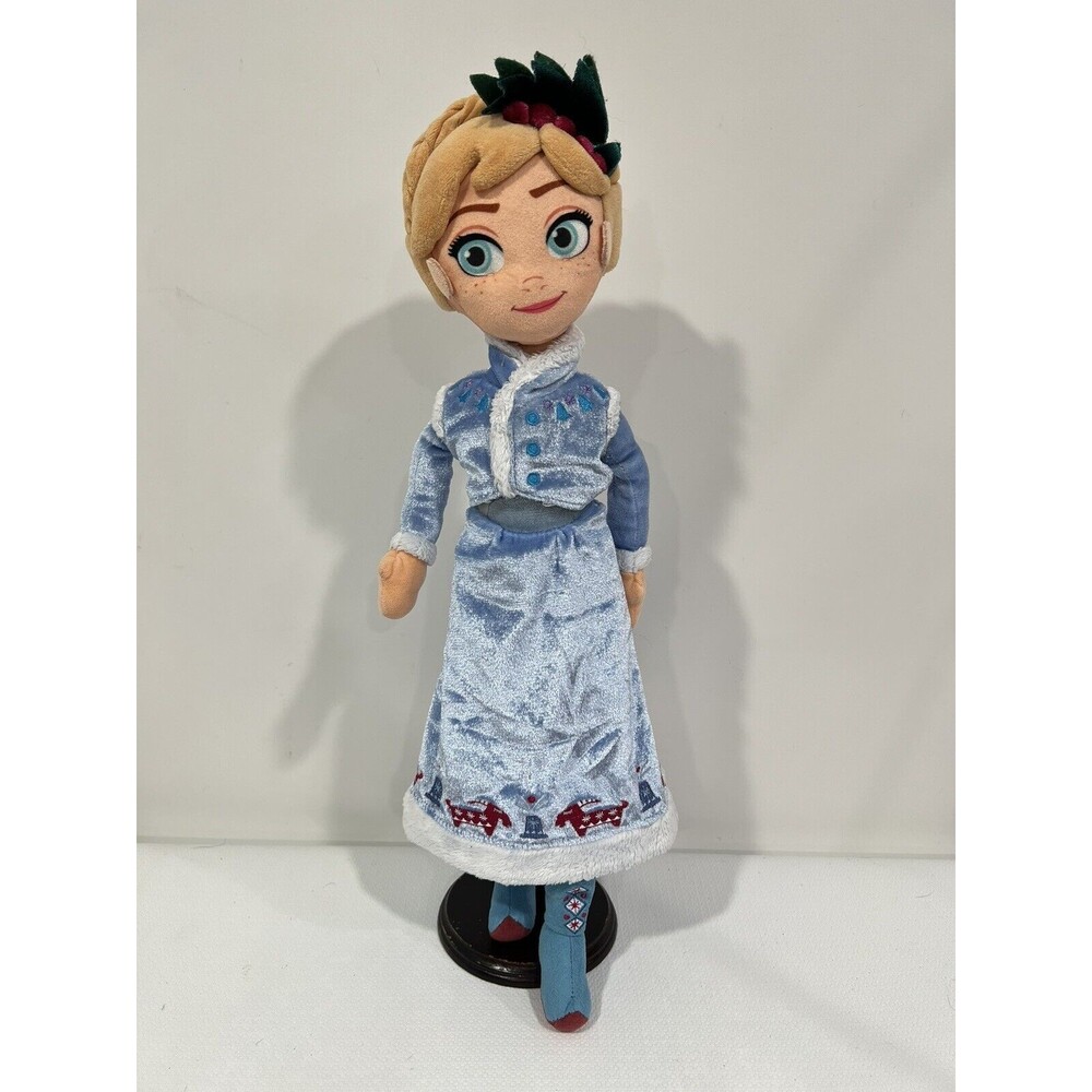 Rare Disney Store Anna 18" Plush Olaf's Frozen Adventure Holly Leaf Soft Doll